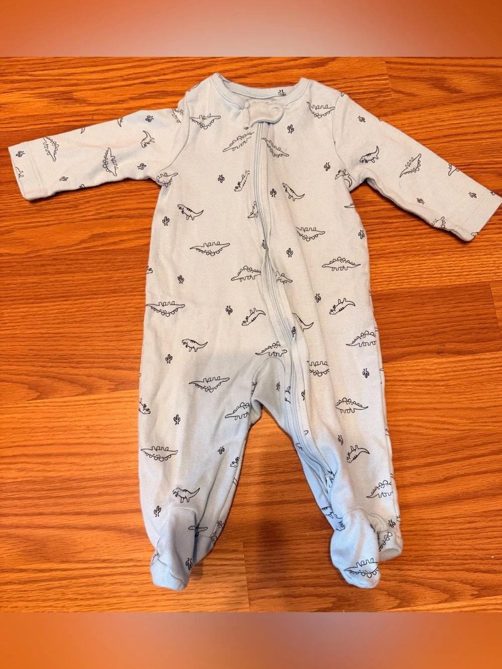 Carter's Light Blue Dinosaur Footed One-Piece